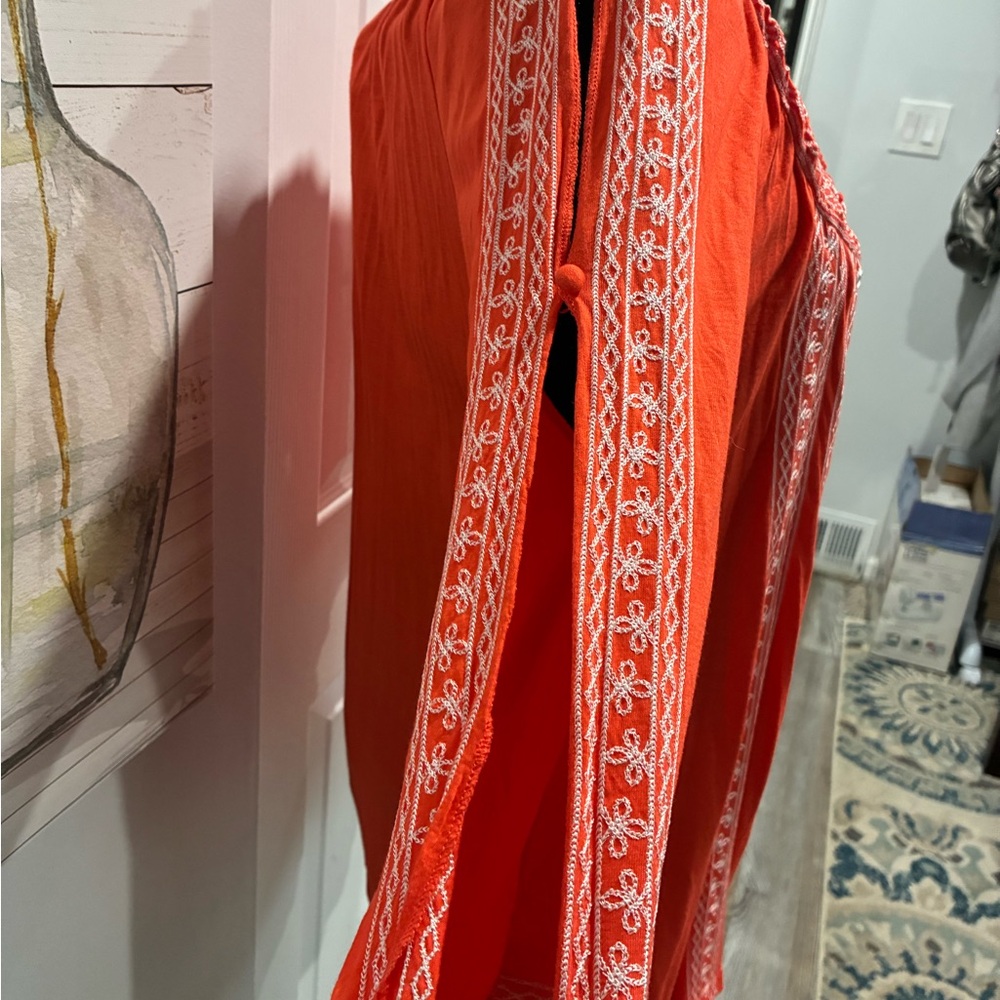 FYLO Orange Embroidered Women's Top - Picture 3 of 9